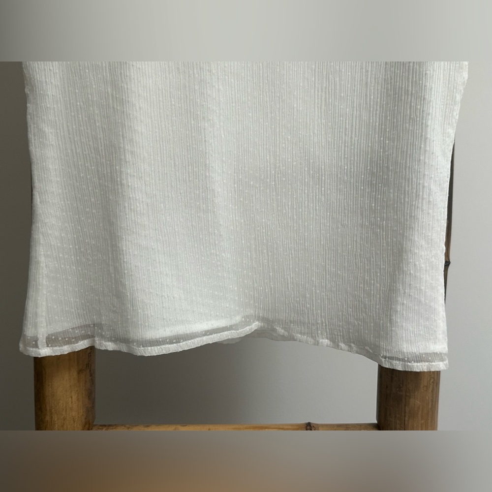 MAJE white color sheer dotted short sleeve lined ruffle silk in 2- like NEW - Picture 8 of 8